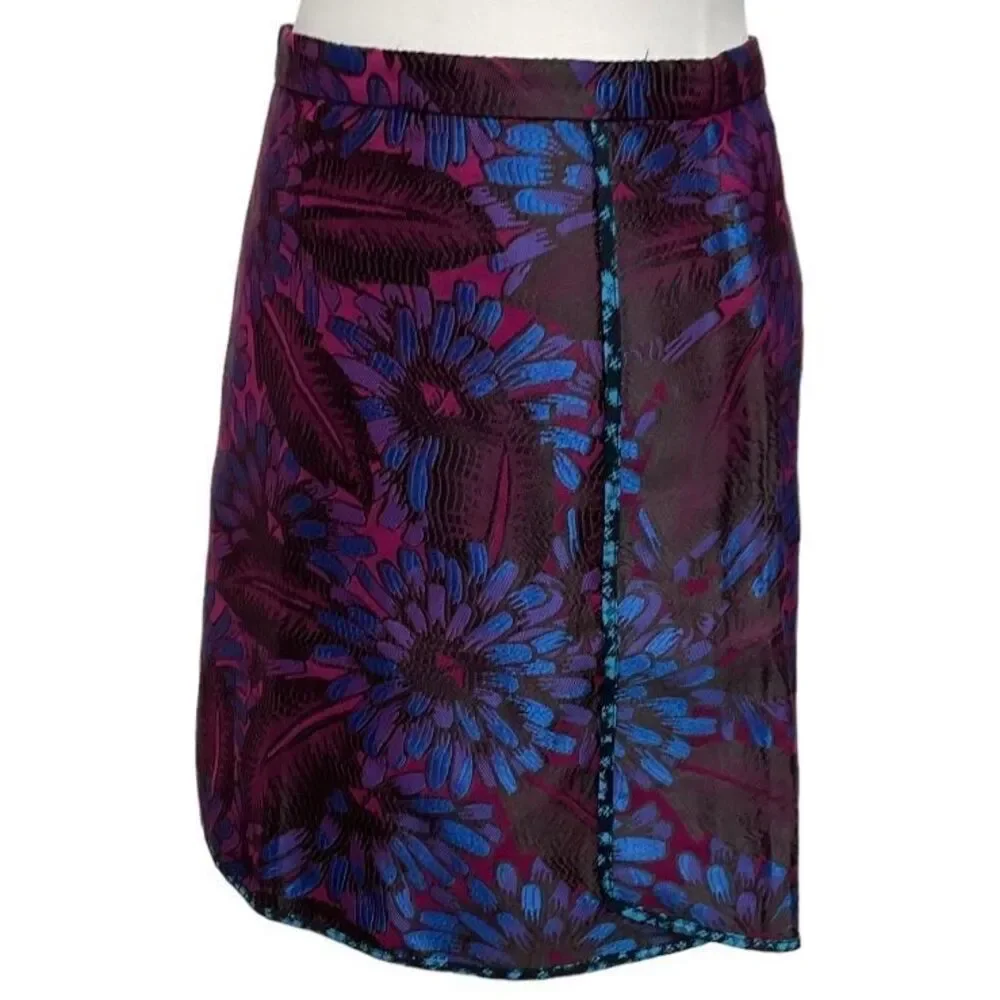 J. Crew Floral Jacquard Mini Skirt‎ Size 4 Purple Midnight Embroidered NWT